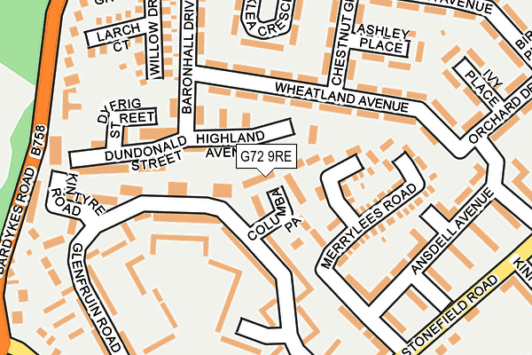 G72 9RE map - OS OpenMap – Local (Ordnance Survey)