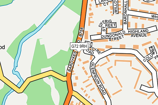 G72 9RH map - OS OpenMap – Local (Ordnance Survey)