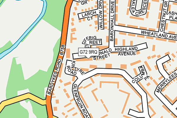 G72 9RQ map - OS OpenMap – Local (Ordnance Survey)