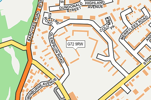G72 9RW map - OS OpenMap – Local (Ordnance Survey)