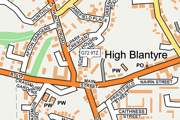 G72 9TZ map - OS OpenMap – Local (Ordnance Survey)