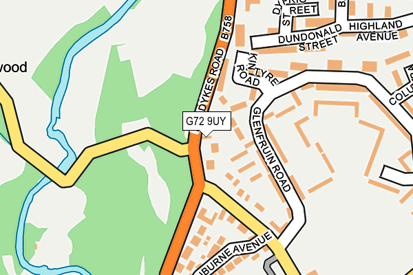 G72 9UY map - OS OpenMap – Local (Ordnance Survey)