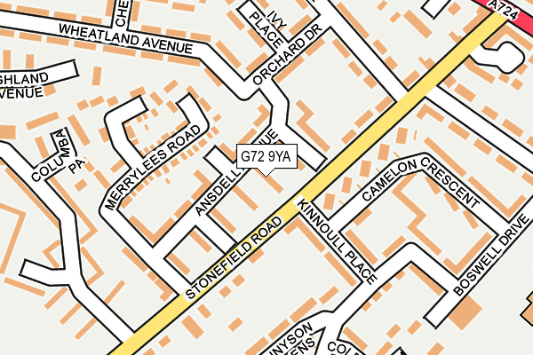G72 9YA map - OS OpenMap – Local (Ordnance Survey)
