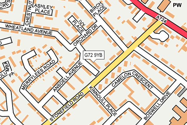 G72 9YB map - OS OpenMap – Local (Ordnance Survey)