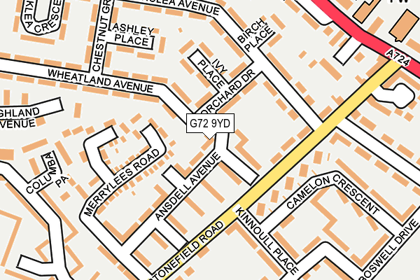 G72 9YD map - OS OpenMap – Local (Ordnance Survey)