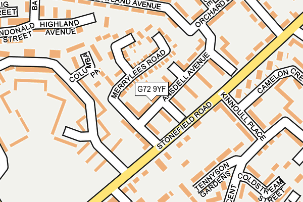 G72 9YF map - OS OpenMap – Local (Ordnance Survey)