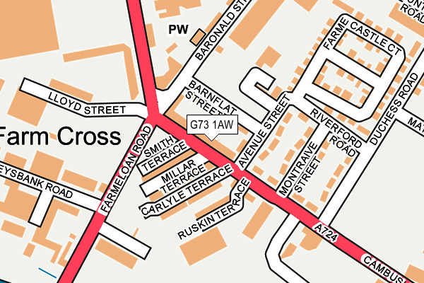 G73 1AW map - OS OpenMap – Local (Ordnance Survey)