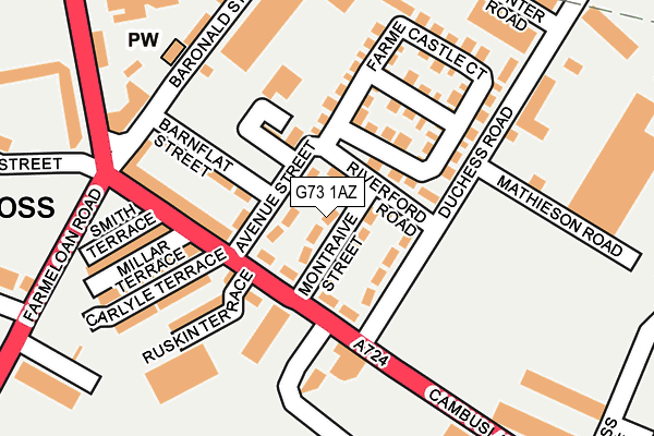 G73 1AZ map - OS OpenMap – Local (Ordnance Survey)