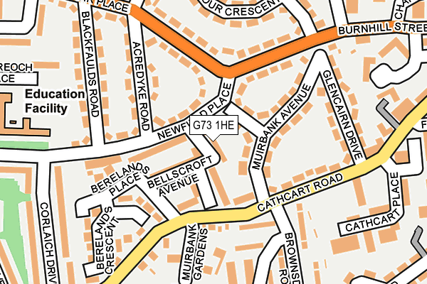 G73 1HE map - OS OpenMap – Local (Ordnance Survey)