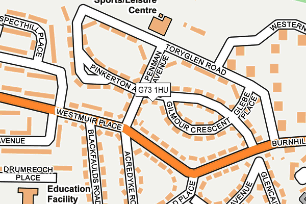 G73 1HU map - OS OpenMap – Local (Ordnance Survey)