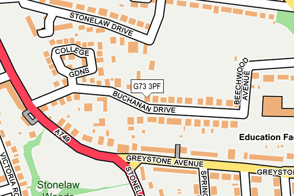 G73 3PF map - OS OpenMap – Local (Ordnance Survey)