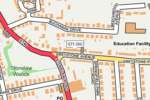 G73 3SG map - OS OpenMap – Local (Ordnance Survey)