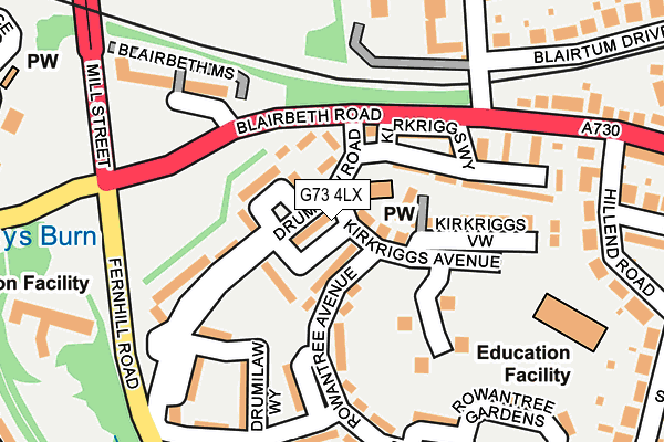 G73 4LX map - OS OpenMap – Local (Ordnance Survey)