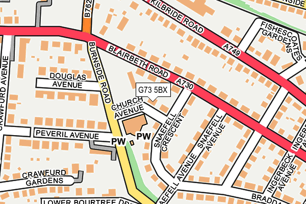 G73 5BX map - OS OpenMap – Local (Ordnance Survey)