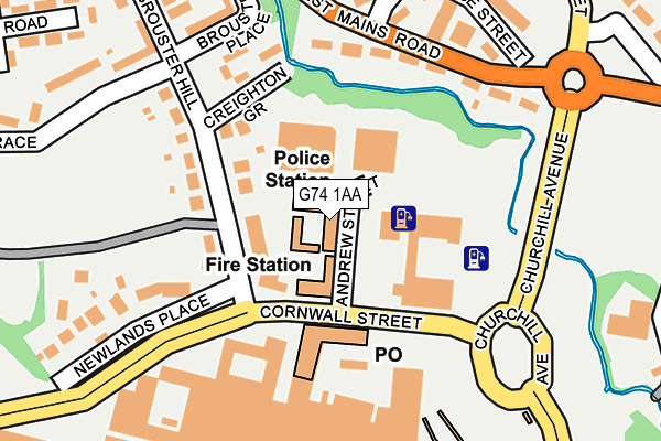 G74 1AA map - OS OpenMap – Local (Ordnance Survey)