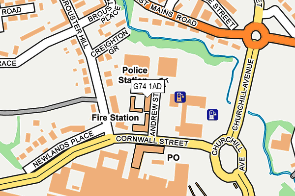 G74 1AD map - OS OpenMap – Local (Ordnance Survey)