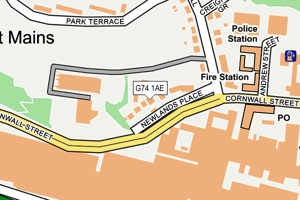 G74 1AE map - OS OpenMap – Local (Ordnance Survey)