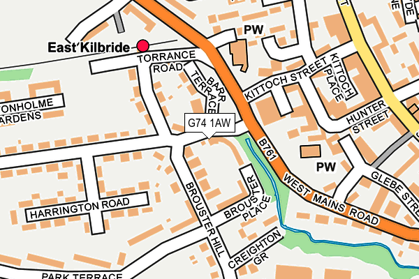 G74 1AW map - OS OpenMap – Local (Ordnance Survey)