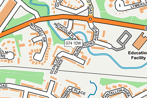 G74 1DW map - OS OpenMap – Local (Ordnance Survey)