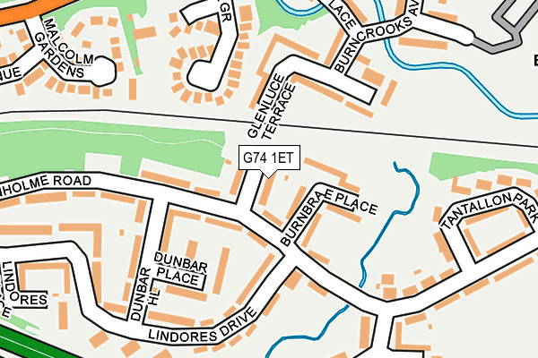 G74 1ET map - OS OpenMap – Local (Ordnance Survey)