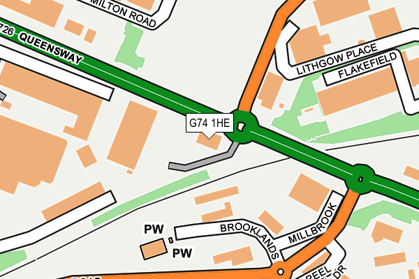 G74 1HE map - OS OpenMap – Local (Ordnance Survey)