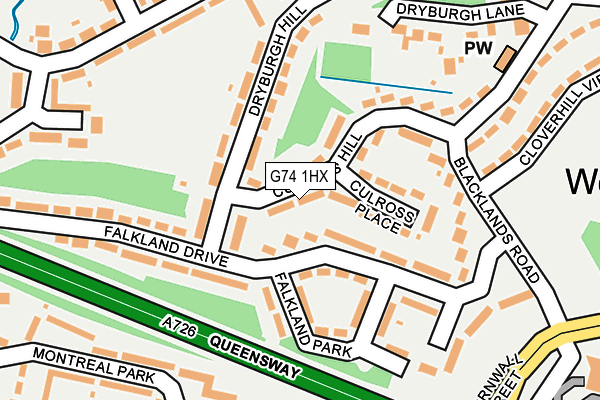 G74 1HX map - OS OpenMap – Local (Ordnance Survey)