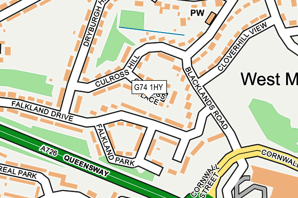 G74 1HY map - OS OpenMap – Local (Ordnance Survey)