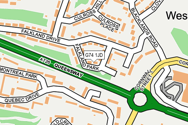 G74 1JD map - OS OpenMap – Local (Ordnance Survey)