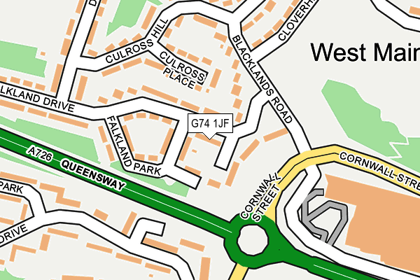 G74 1JF map - OS OpenMap – Local (Ordnance Survey)