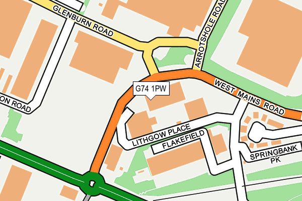 G74 1PW map - OS OpenMap – Local (Ordnance Survey)