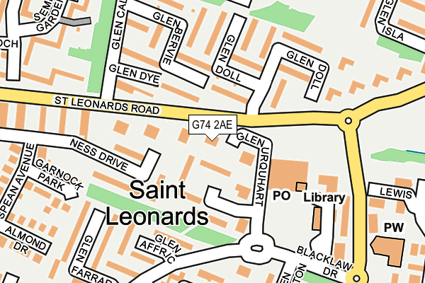 G74 2AE map - OS OpenMap – Local (Ordnance Survey)