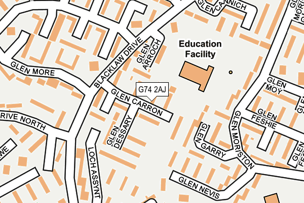 G74 2AJ map - OS OpenMap – Local (Ordnance Survey)