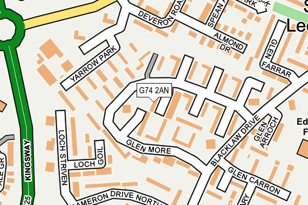 G74 2AN map - OS OpenMap – Local (Ordnance Survey)