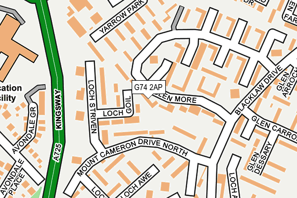 G74 2AP map - OS OpenMap – Local (Ordnance Survey)