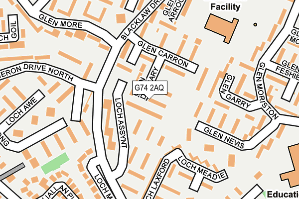 G74 2AQ map - OS OpenMap – Local (Ordnance Survey)