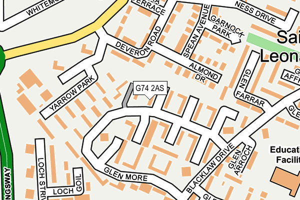 G74 2AS map - OS OpenMap – Local (Ordnance Survey)