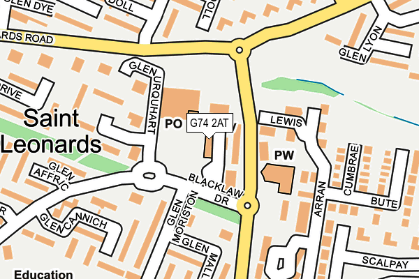 G74 2AT map - OS OpenMap – Local (Ordnance Survey)