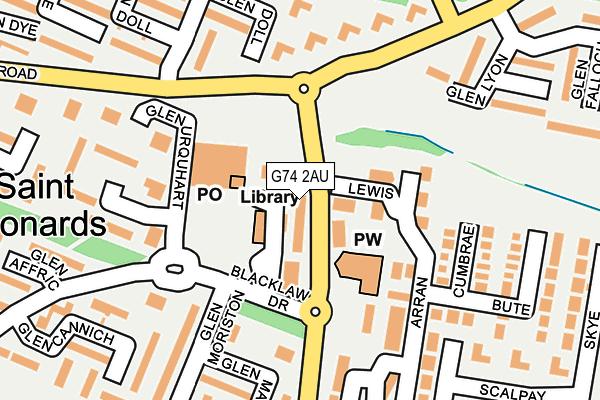 G74 2AU map - OS OpenMap – Local (Ordnance Survey)