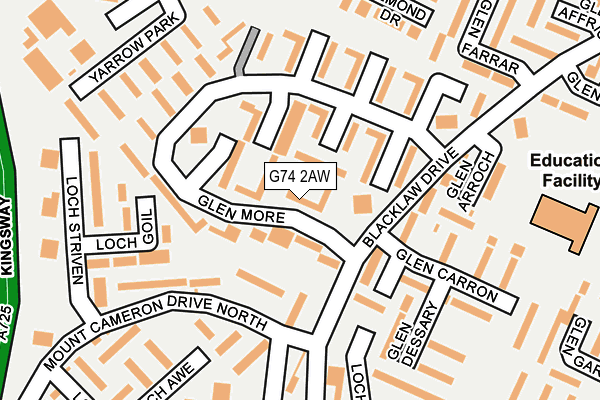 G74 2AW map - OS OpenMap – Local (Ordnance Survey)