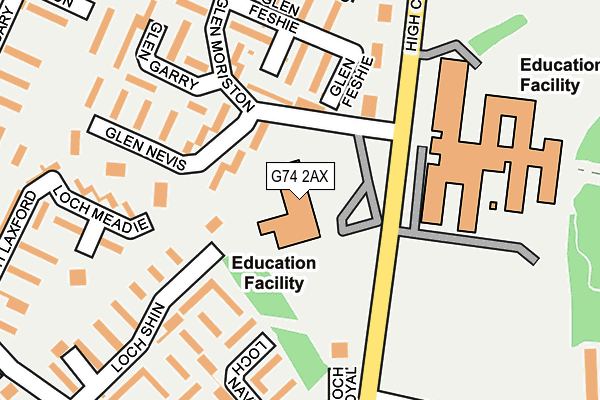 G74 2AX map - OS OpenMap – Local (Ordnance Survey)