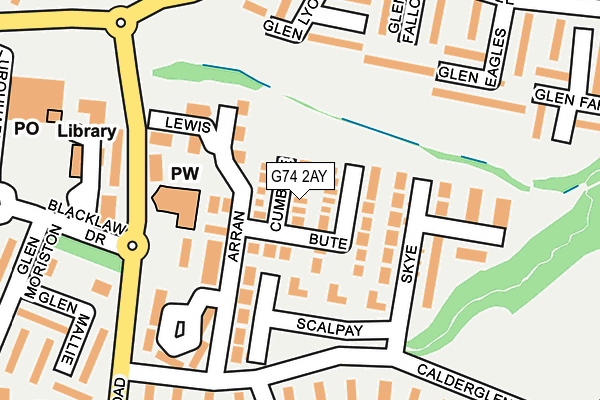 G74 2AY map - OS OpenMap – Local (Ordnance Survey)