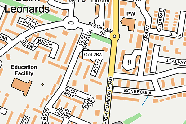 G74 2BA map - OS OpenMap – Local (Ordnance Survey)