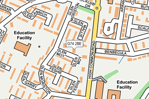 G74 2BE map - OS OpenMap – Local (Ordnance Survey)