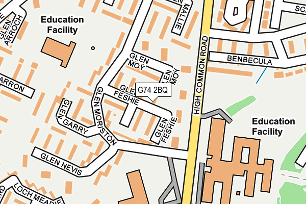 G74 2BQ map - OS OpenMap – Local (Ordnance Survey)