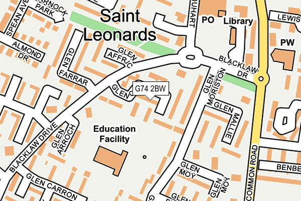 G74 2BW map - OS OpenMap – Local (Ordnance Survey)