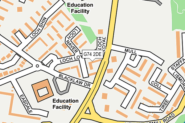 G74 2DE map - OS OpenMap – Local (Ordnance Survey)