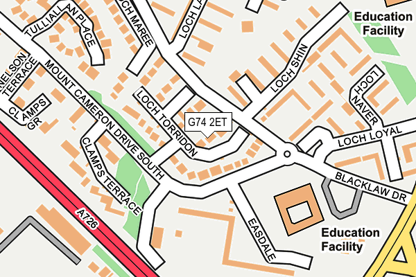 G74 2ET map - OS OpenMap – Local (Ordnance Survey)