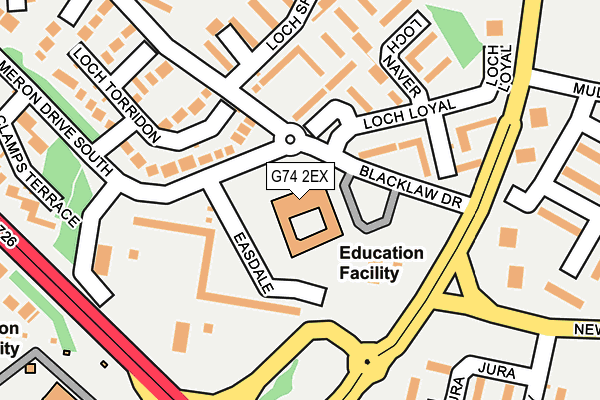 G74 2EX map - OS OpenMap – Local (Ordnance Survey)