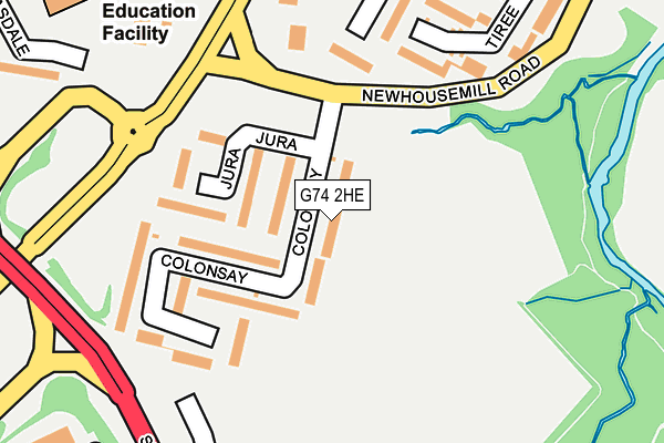 G74 2HE map - OS OpenMap – Local (Ordnance Survey)