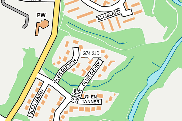 G74 2JD map - OS OpenMap – Local (Ordnance Survey)